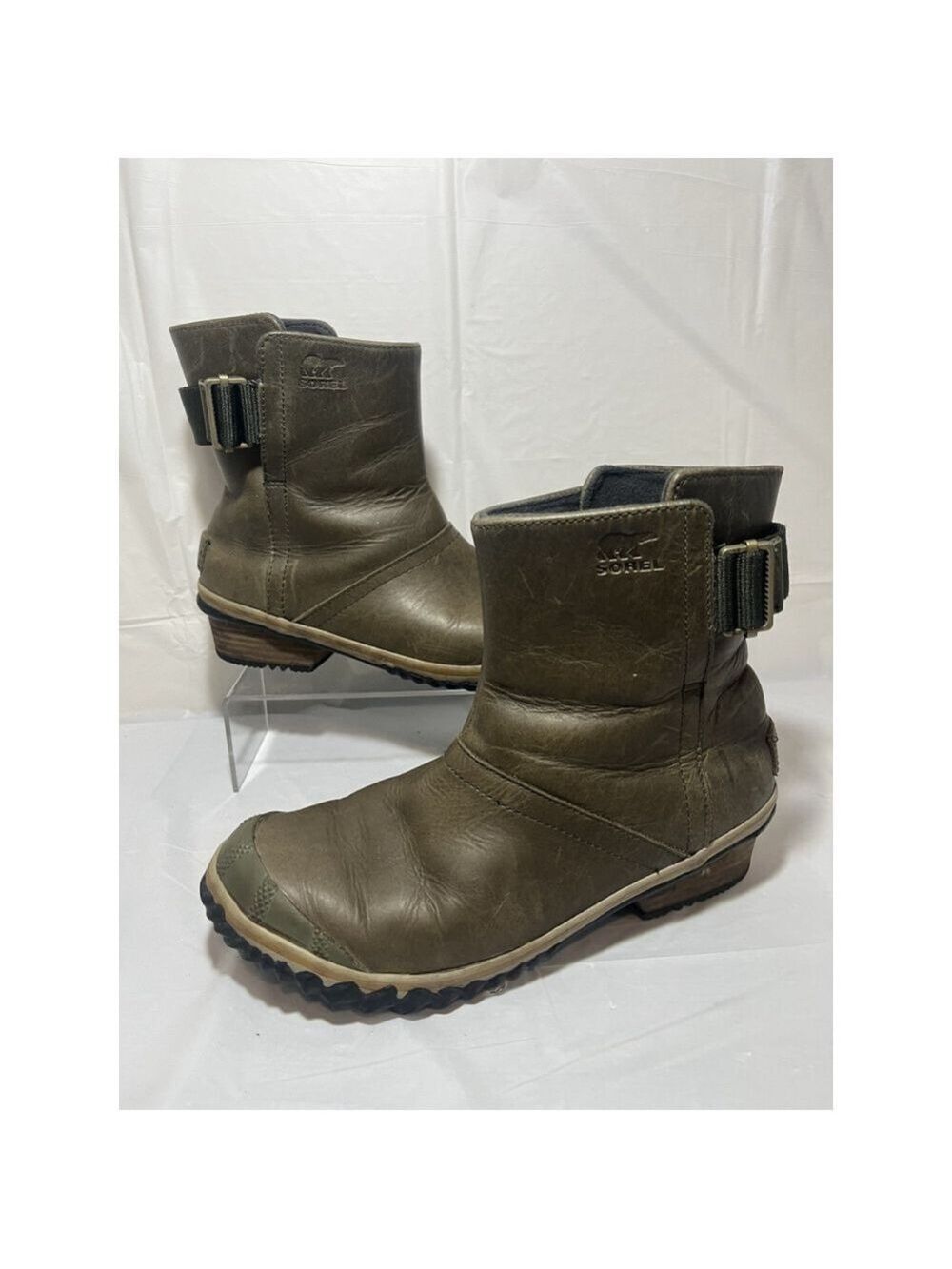 Sorel Slimboot olive Shortie Pull On Ankle Waterproof Boots Size 7.5